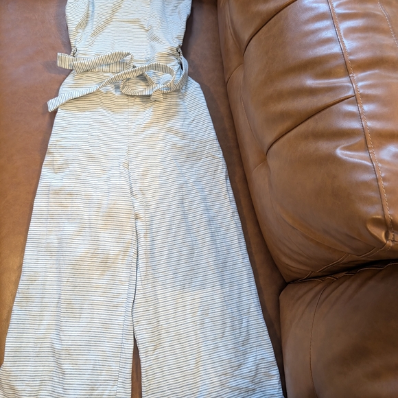 Monteau Pants - Monteau Blue and White Striped Jumpsuit